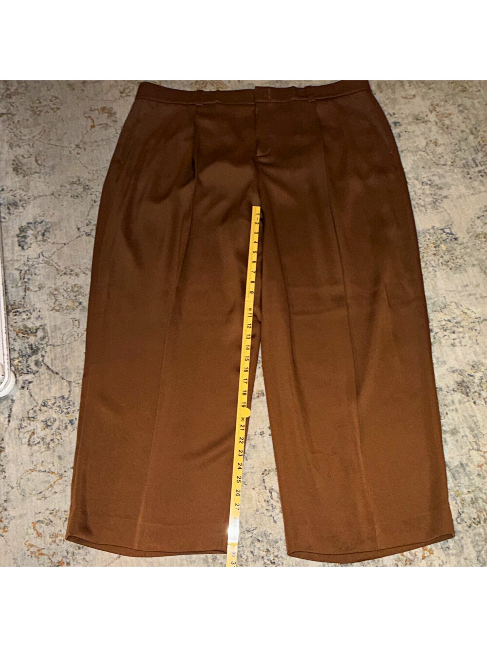 Vince women’s brown satin dress pants pleated straight leg pockets zip 24 A251